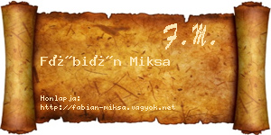 Fábián Miksa névjegykártya